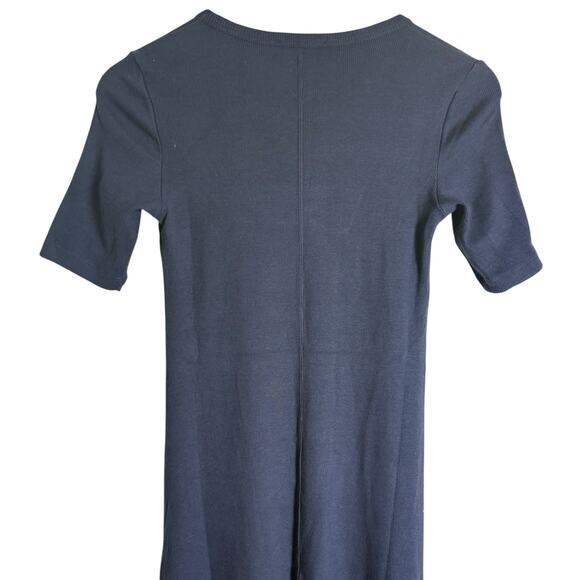 AYR The Moderne Navy Blue Ribbed Knit Short Sleeve Midi Dress Size XS - Picture 8 of 9